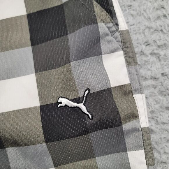 PUMA‎ Shorts Mens 30 Gray Boardshorts Plaid Casual Outdoors Lightweight Beach - Picture 5 of 12